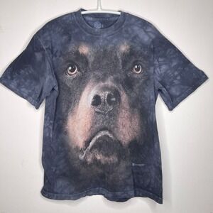 The Mountain Rottweiler Dog Face Tie Dye T Shirt Adult Size Small Graphic Y2K
